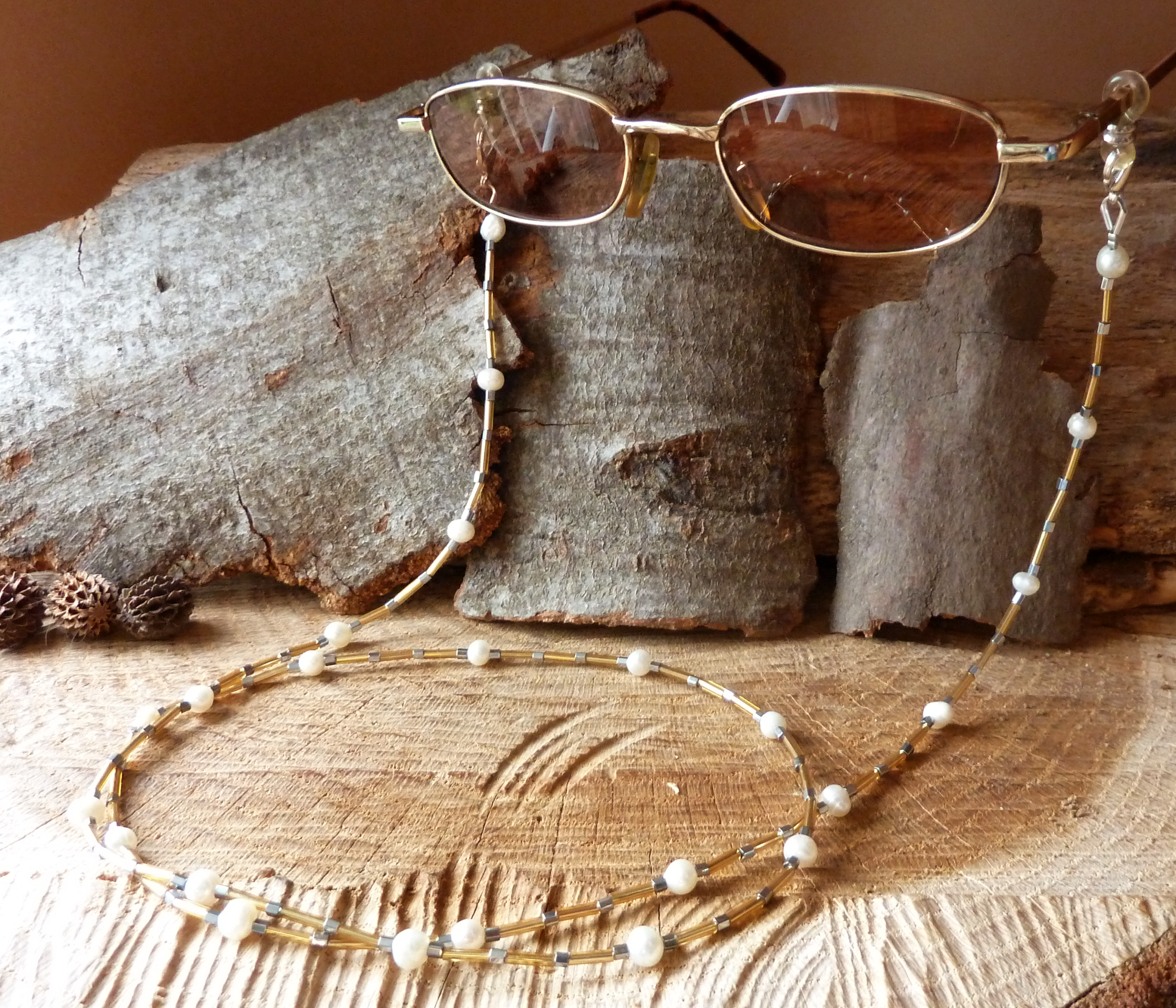Forbestest Brillenkette Perlen Handgefertigte Lesebrille Brille Cord Anti-Skid-Sonnenbrille Trageband Bügel-Halter